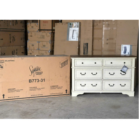 B747 - 31 : Tủ 6 Ngăn Kéo Giả Cổ - Màu Trắng Sương Mù